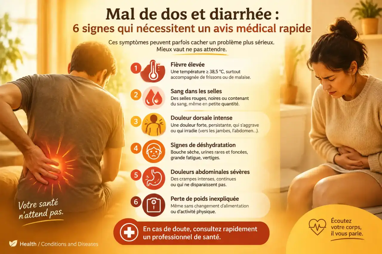 Mal de dos et diarrhée : 6 signes qui nécessitent un avis médical rapide