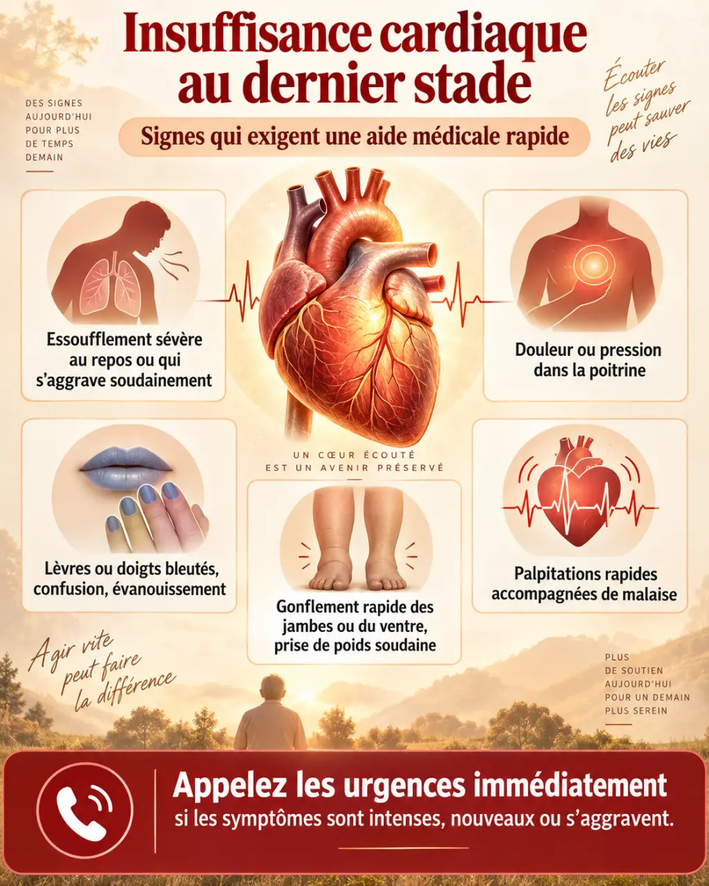 Insuffisance cardiaque au dernier stade : les signes qui exigent une aide médicale rapide