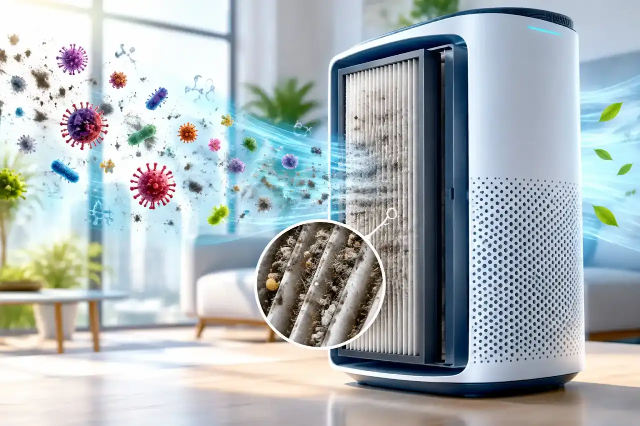Filtre HEPA d’un purificateur d’air dans un environnement intérieur