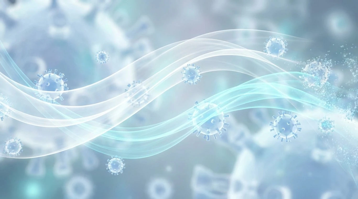 Visualisation 3D d'un flux d'air purifiant des particules virales