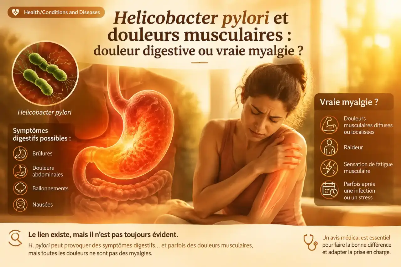 Helicobacter pylori et douleurs musculaires : douleur digestive ou vraie myalgie ?