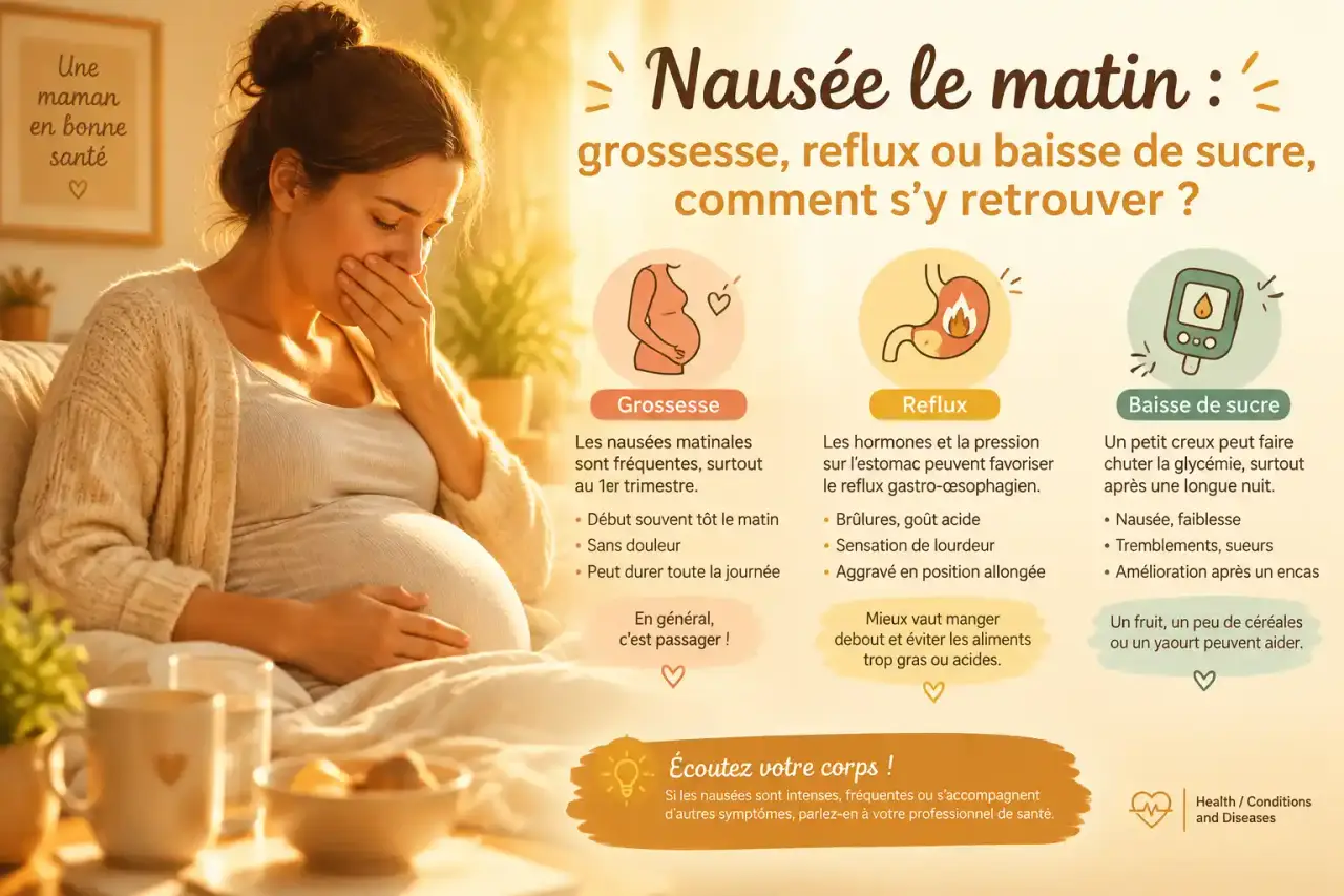 Nausée le matin : grossesse, reflux ou baisse de sucre, comment s’y retrouver ?