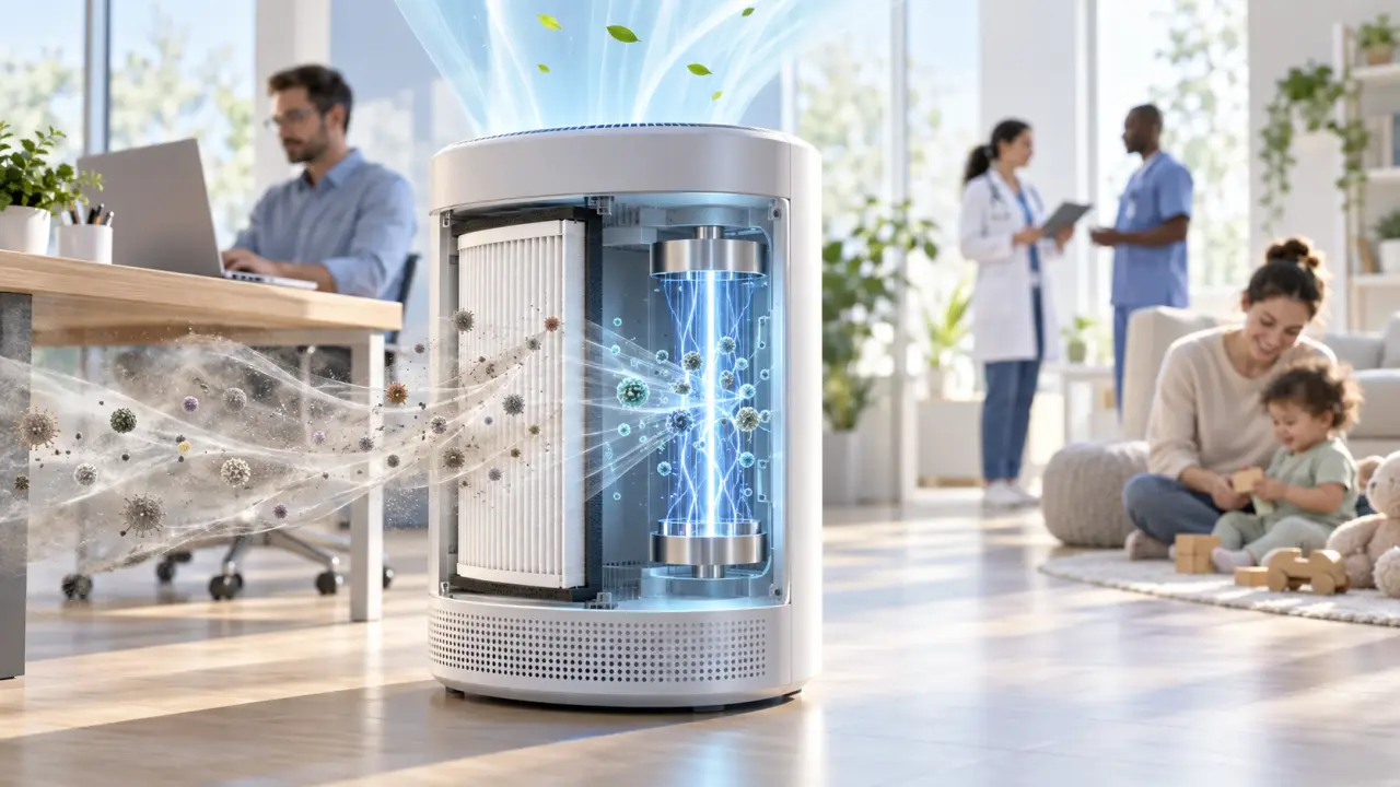 Visualisation scientifique d’un flux d’air purifié par filtration et plasma froid