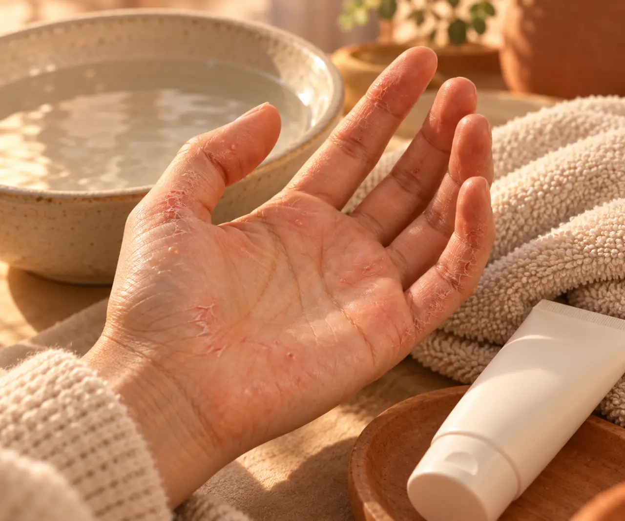 Eczéma dyshidrosique de la main : calmer les cloques sans aggraver les fissures