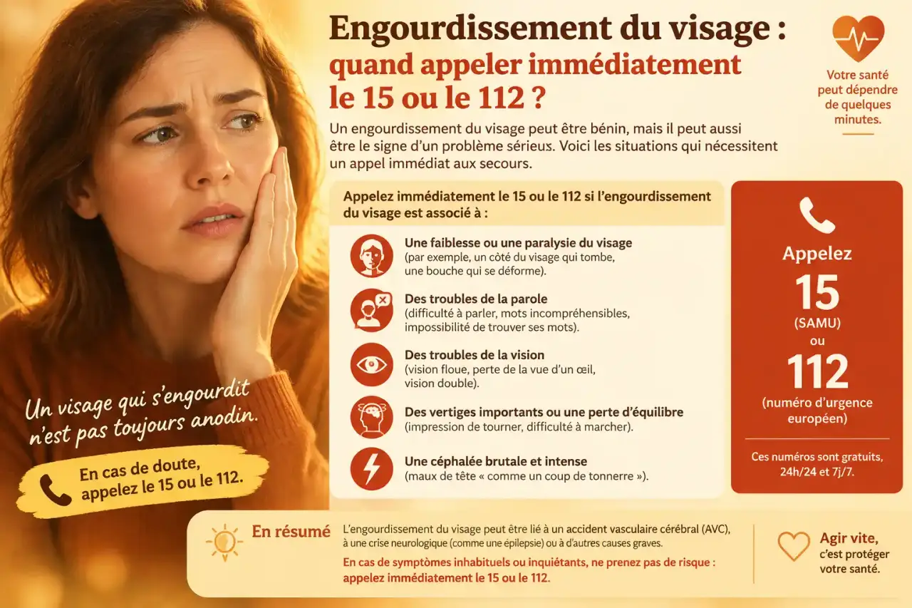 Engourdissement du visage : quand appeler immédiatement le 15 ou le 112