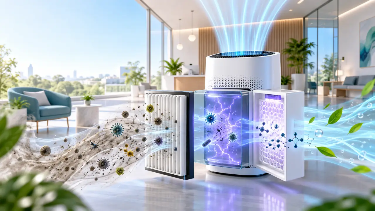 Visualisation scientifique d’un système de purification de l’air combinant filtration et traitement des particules