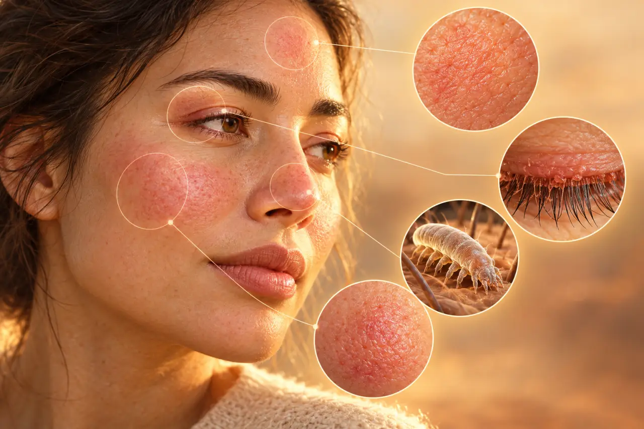 Demodex sur le visage : les symptômes à repérer, de la peau rugueuse aux paupières irritées